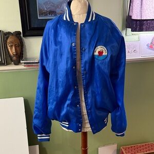 Blue Satin Varsity Jacket, XL, Blue Chelan
